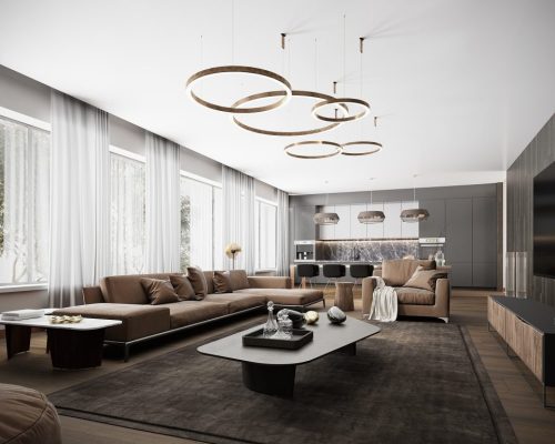 Beautiful living room with freshly painted ceiling by Hartman Painting
