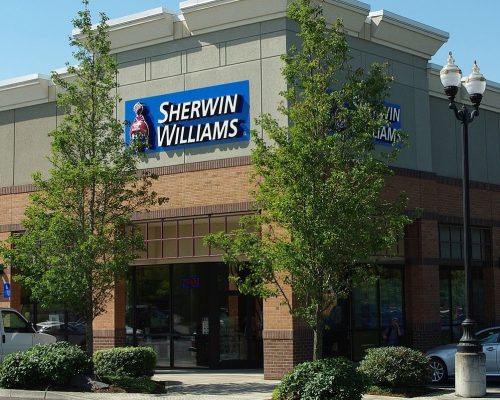 Sherwin-Williams building exterior in the United States, paint company headquarters